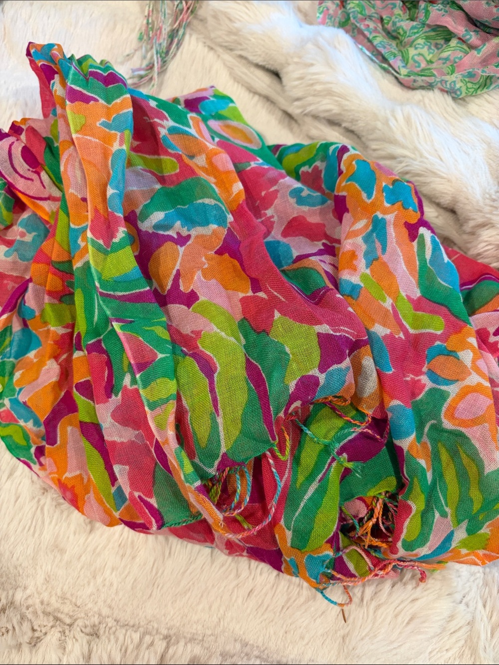 Lilly Pulitzer Bright Multi-Color Floral Print Scarf